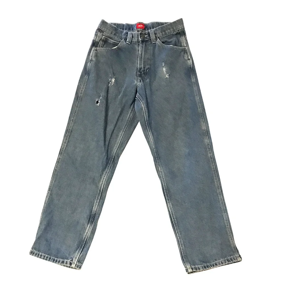 Vans Off The Wall Loose Fit Denim Jeans Mens 28 Medium Wash Distressed Skate - Picture 1 of 6
